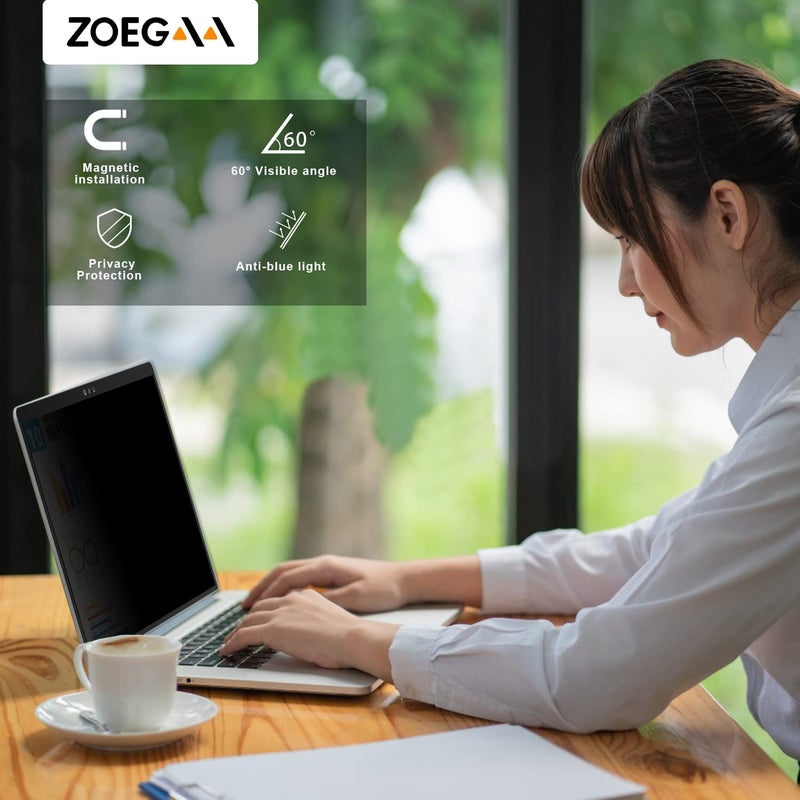 ZOEGAA MacBook Pro 16 Privacy Screen, Removable Anti Blue Light Laptop Privacy Filter and Anti-Glare Protector - Image 5